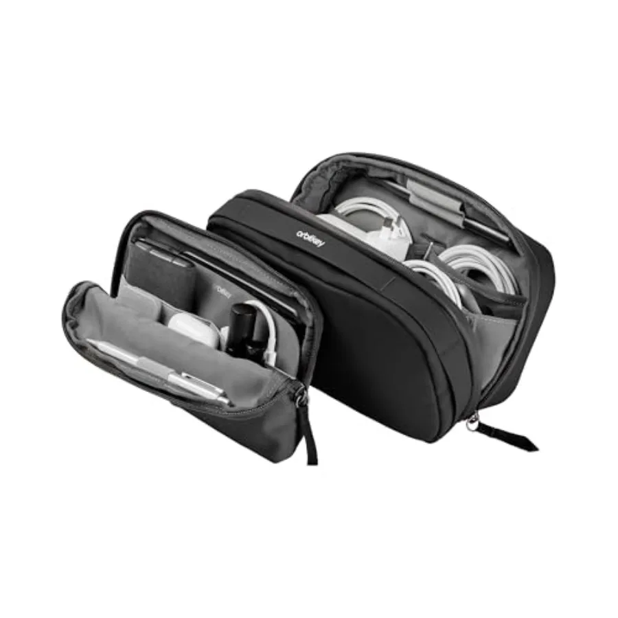 2-in-1 Tech Accessory Pouch with Detachable Slim Sleeve Travel Electronics Organizer for Cables Chargers Earbuds Power Bank Com