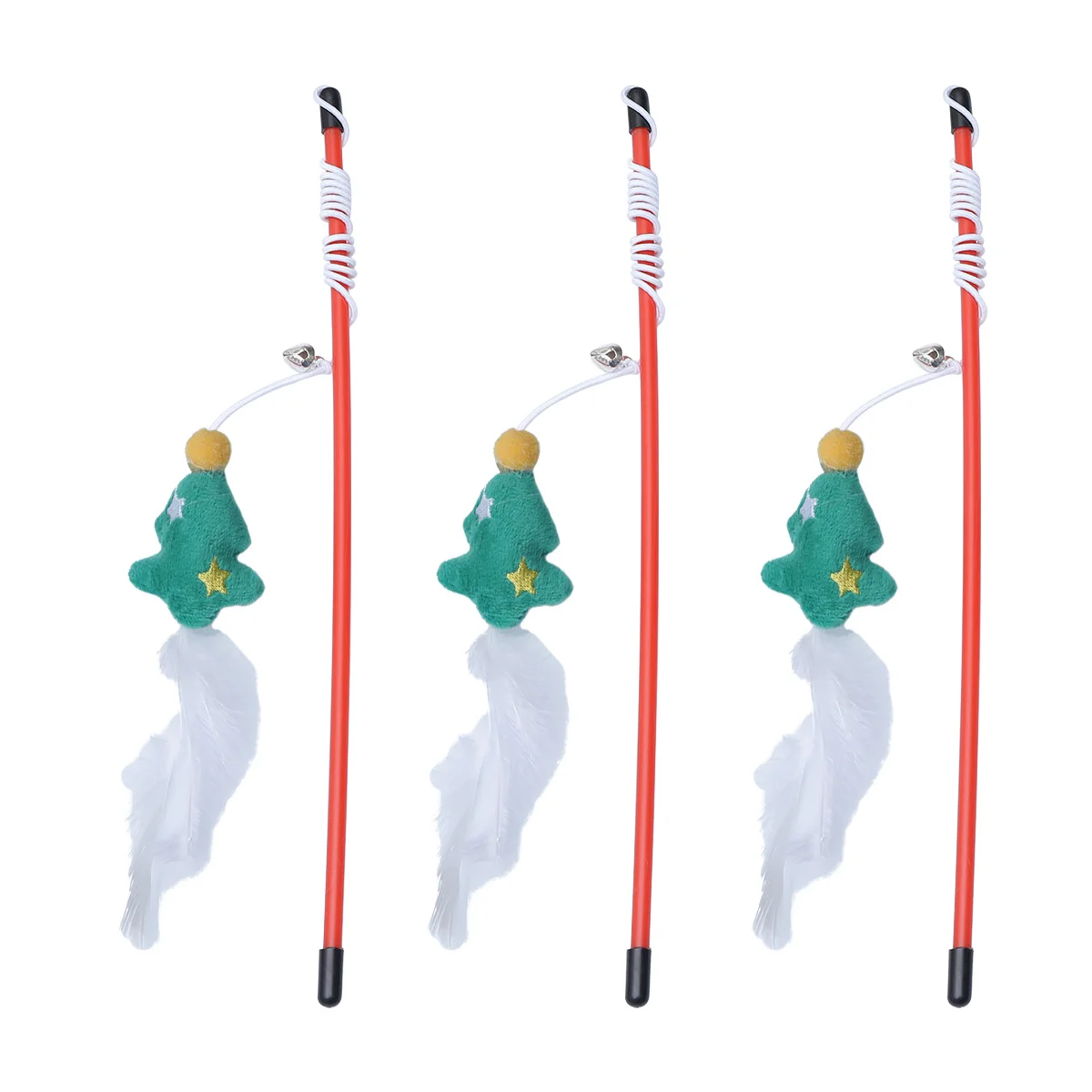 

3 pcs Christmas Themed Cat Teasing Stick Interactive For Pet Cats Training Wand Exercise Play Strengthen Bond Stress Relief