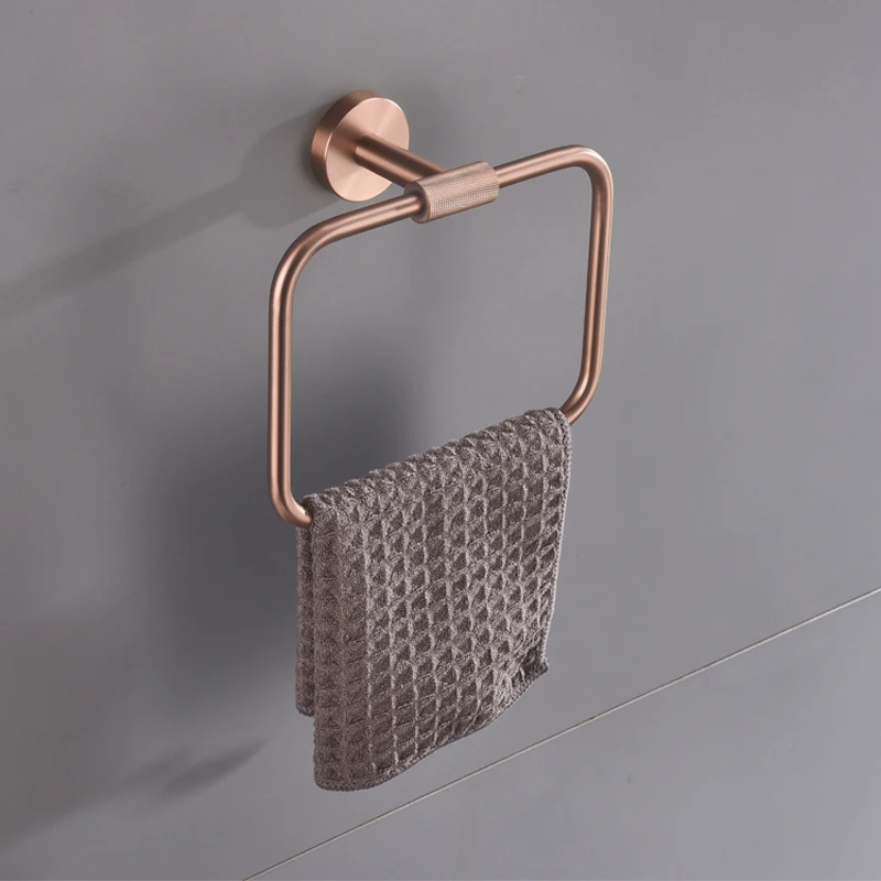 

Brushed Rose Gold Bathroom Hardware Accessories Towel Bar Wall Mounted Hand Towel Rack Roll Paper Holder Robe Hook Hanger Set