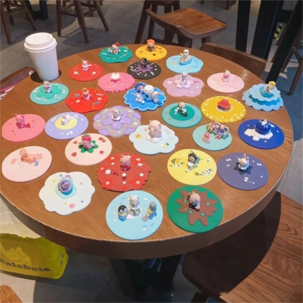 الغذاء الصف الكرتون 10 سنتيمتر غطاء كوب سيليكون مقاومة للحرارة العالمي شفط كأس غطاء مانعة للتسرب الغبار غطاء القدح كوب للشرب