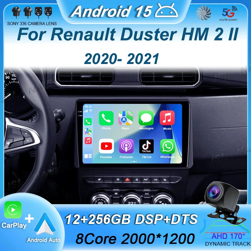 Carplay Car Radio Android 15 For Renault Duster HM 2 II 2020-2021 Arkana 1 I 2019-2021 Multimedia Video Player Navigation GPS 4G