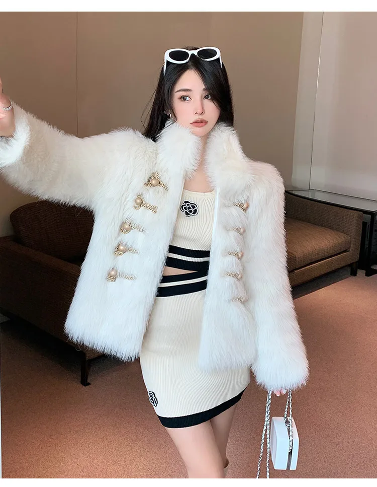 White Faux Fur Coat Women Autumn Winter High Quality Short Imitation Fur Jacket Female New Plush Outerwear