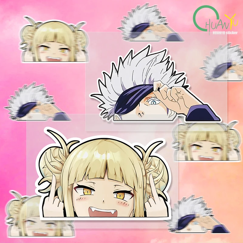 Cartoon Car Sticker for Himiko Toga My Hero Academia Peeker Peek Anime Vinyl Stickers JDM Window Trunk Bumper Decal