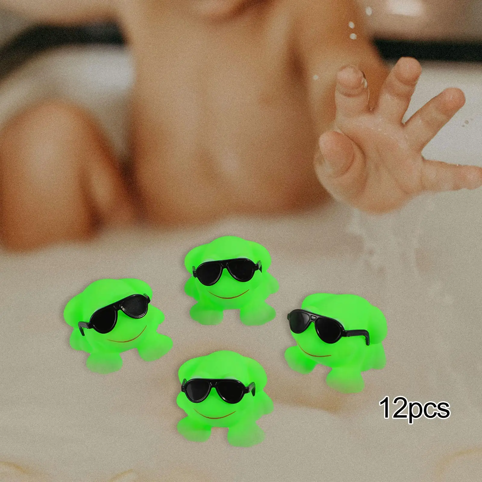 12Pcs Squeaky Frogs Baby Bath Toys Dabbling Toy Novelty Green Rubber Frogs for