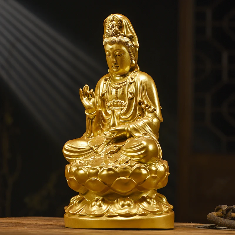 

Solid wood carving Nanhai Guanyin Bodhisattva home lotus Buddha statue home worship large safe town house lucky decoration