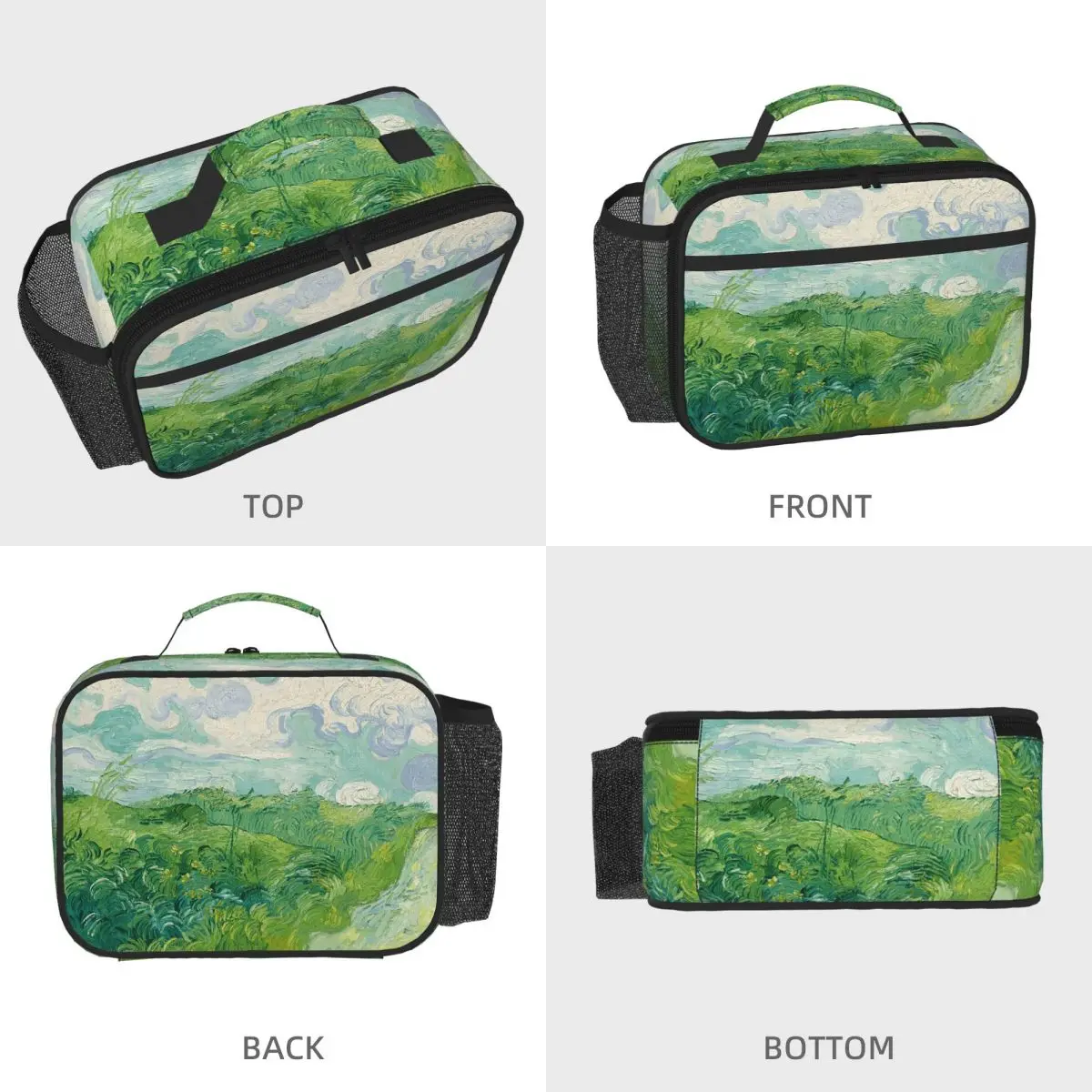 Green Wheat Fields, Auvers, Vincent Van Gogh Insulated Lunch Bag for Women Children Leakproof Food Boxes Thermal Lunch Box Tote