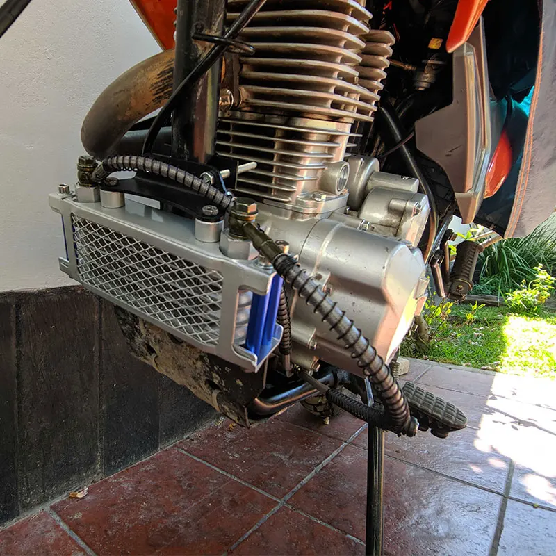 Motocross preto óleo cooler radiador de refrigeração conjunto para 125cc 140cc bicicleta da sujeira macaco dax bolso da bicicleta atv motor