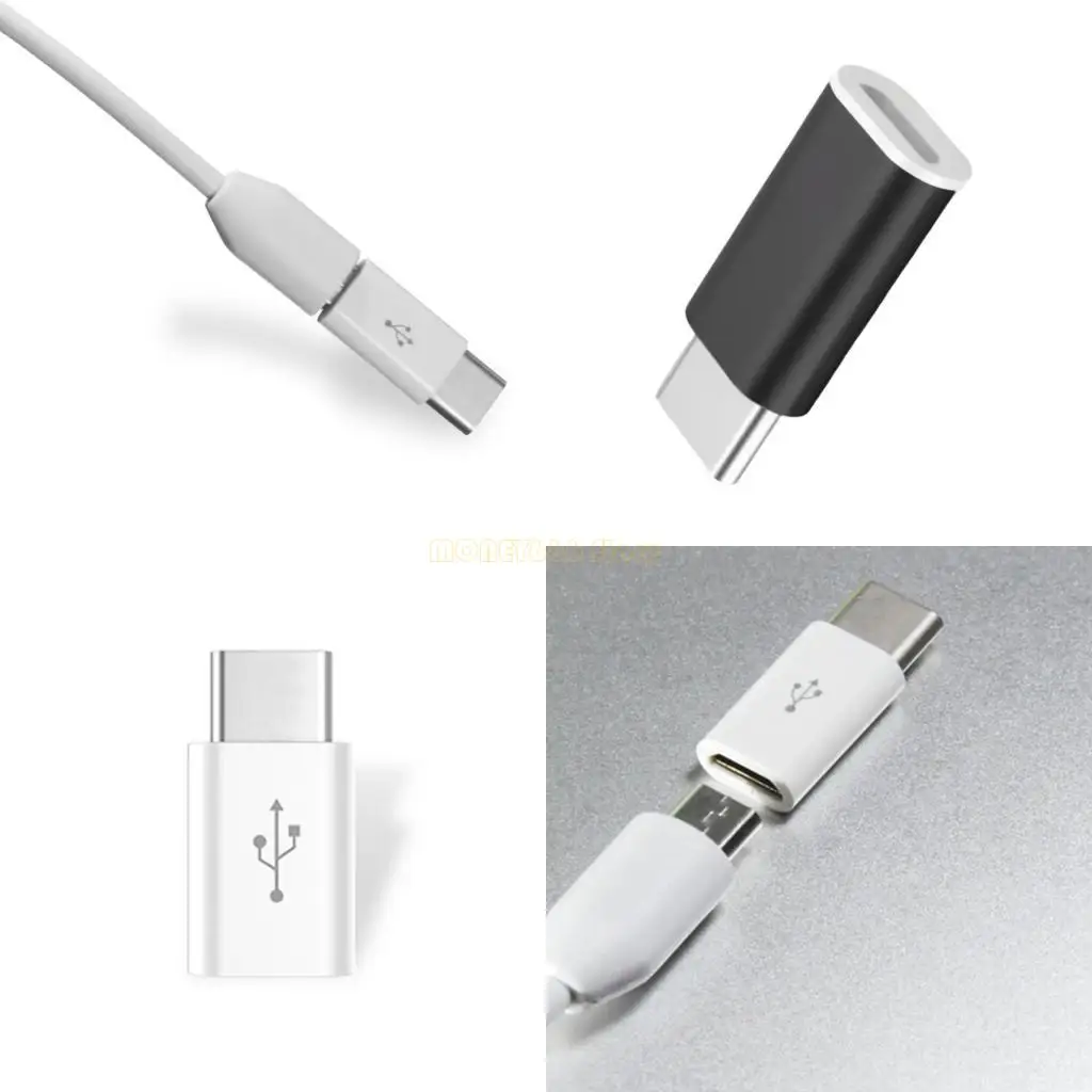 F62C USB C 암시 대 마이크로브 수컷 어댑터 타입 C에서 MicrousB 480Mbps 데이터 충전기