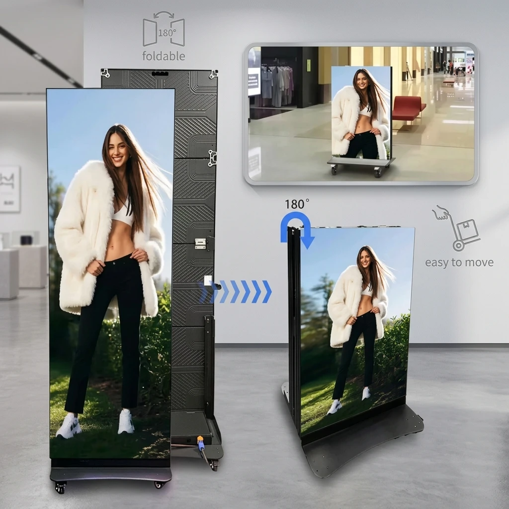 Full Color Totem Portable P2.5 P3 P4 Outdoor LED Poster Floor Stand Advertising Display HDR10 8K Waterproof Sunlight Readable