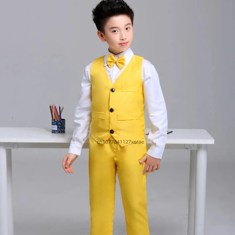 زي أداء رقص الجاز للأطفال، سترة للأولاد، قميص، بنطلون، طقم مكون من ثلاث قطع، زي أداء مسرح جوقة الطلاب
