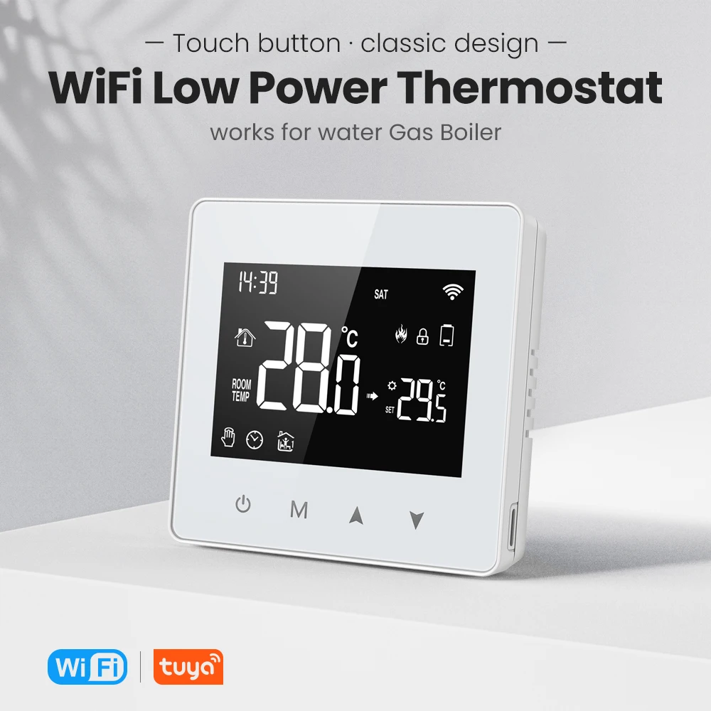 AVATTO Tuya WiFi Thermostat Powered By Battery, Dry Contact Water/Gas boiler Temperature Controller work for Alexa Google home