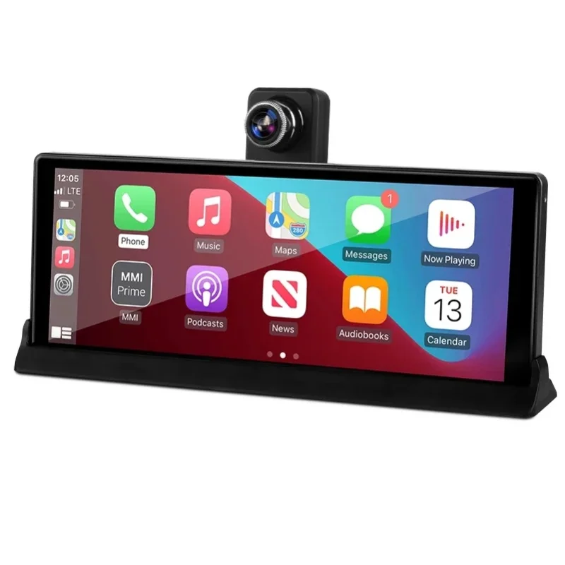 Srnubi 10,26-calowy rejestrator samochodowy 4K ADAS z funkcją 360 ° Obrotowa kamera samochodowa z bezprzewodowym CarPlay, Android Auto, Mirror Link, BT, WIFI, AUX, FM, montowana na desce — 2