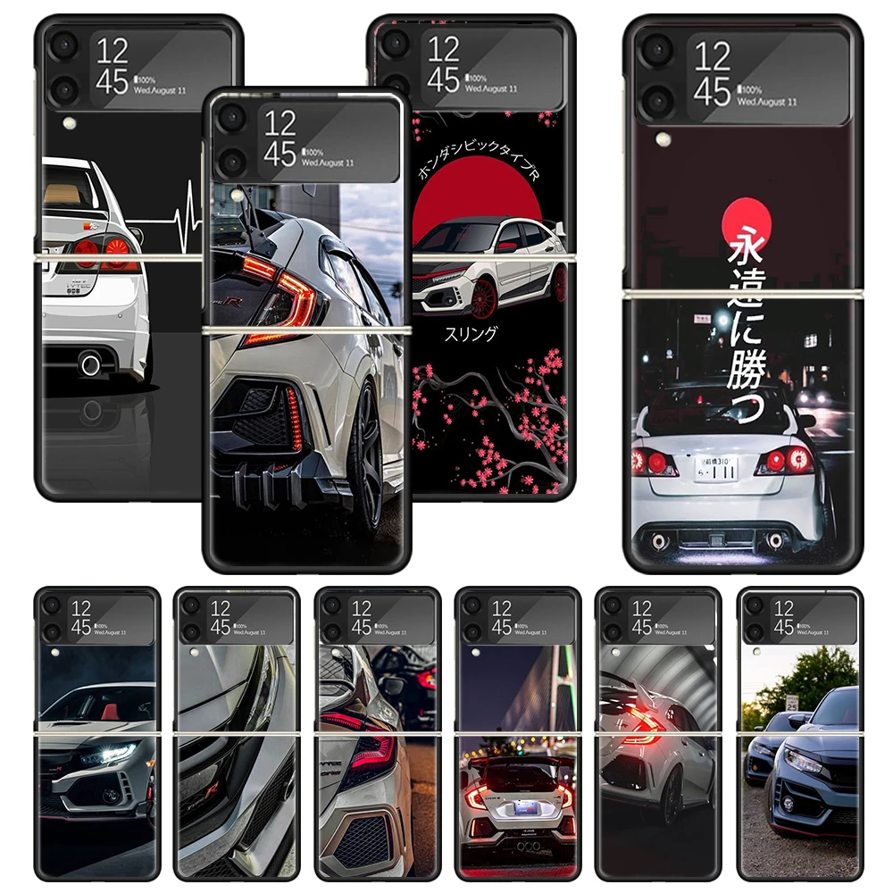 JDM Type R Civic Sport Car Zflip4 Zflip5 Phone Case For Samsung Z Flip3 Flip4 Flip5 5G ZFlip 4 5 3 Cover Cellphone Shell Fundas