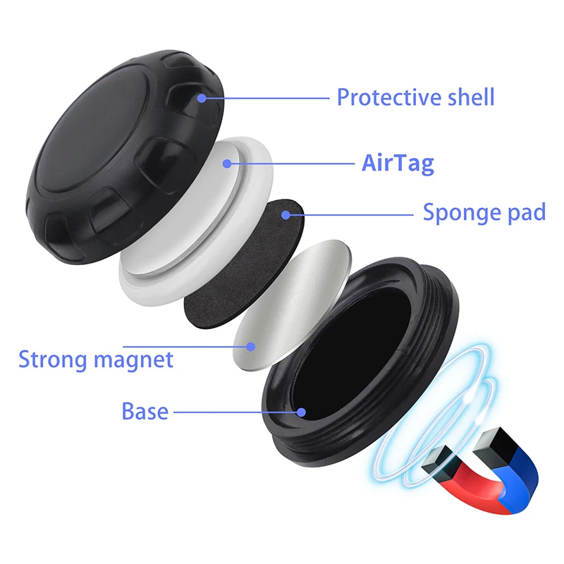 エアタグロケーター用磁気保護ケース,粘着テープ,セーフティボックス,エアタグトラッカーを隠す,車の固定キット,頑丈