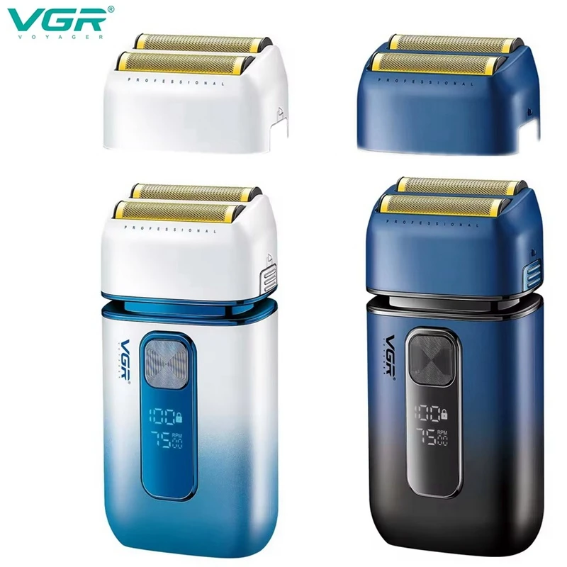 

VGR Shaver For Men Rechargeable Barber Washable Dual Foil Beard Electric Razor Balds Head Shaving Machine with extra Mesh V-362