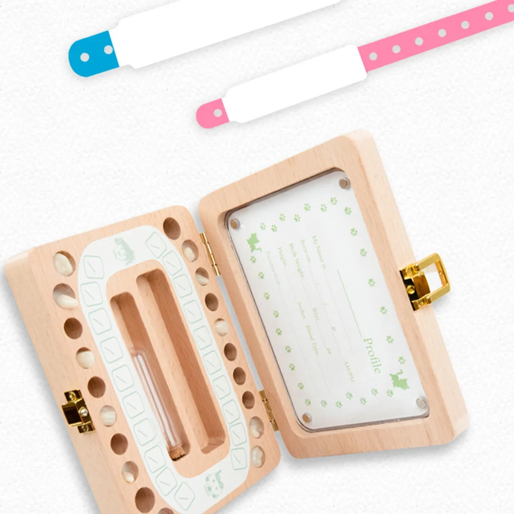 

Wooden Baby Tooth Organizer Hair Storage Bottle Milk Teeth Box Magnetic Profile Sheet Commemorative Keepsake Wood Milk Teeth Box