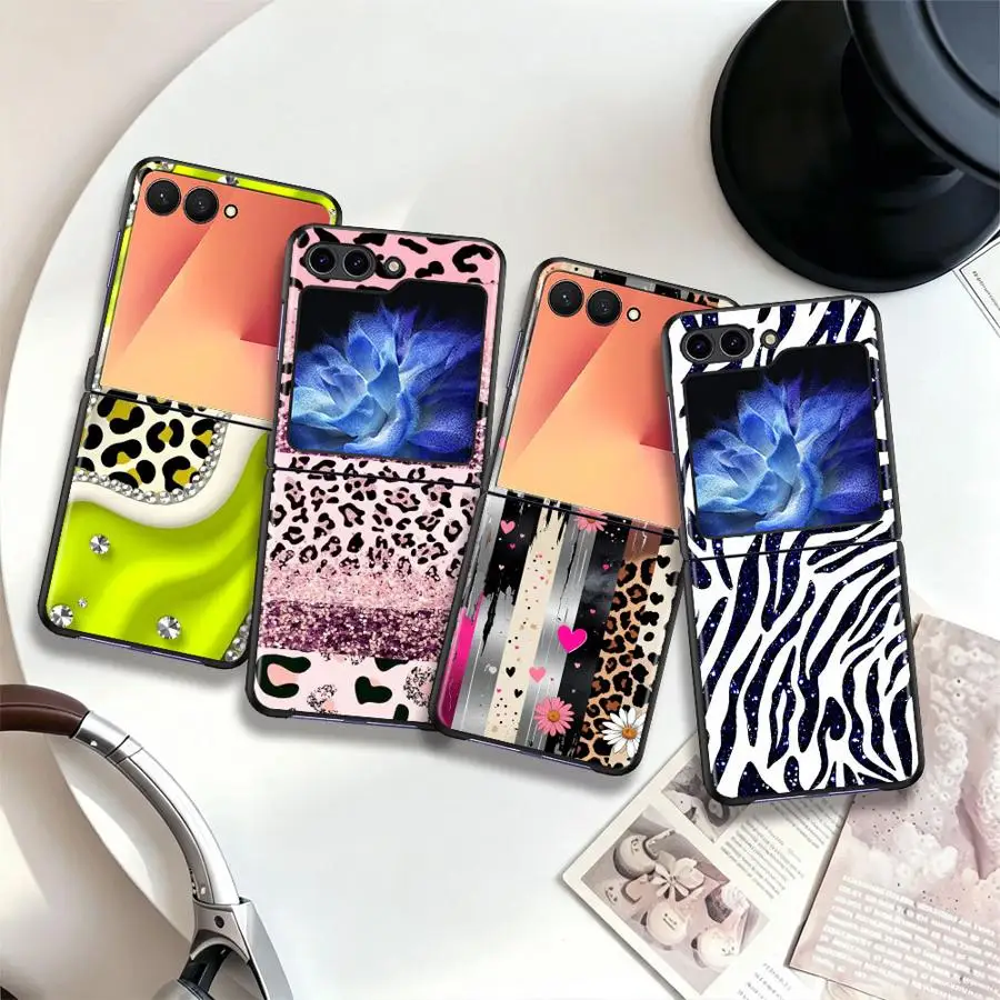 Cool Lime Diamond Leopard Phone Cover Case for Samsung Galaxy Z Flip 8 ZFlip8 Z Flip4 ZFlip7 FE Z Flip 7 6 5 4 Z Flip5 Z Flip6