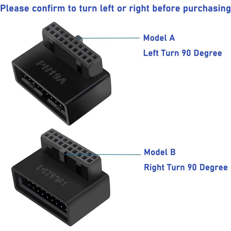 USB 3.0 19Pin 20Pin Motherboard Header Adapter - 90 Degree Angle Connector for Streamlined Cable Management Effortless PC