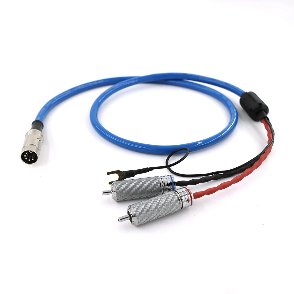 Câble RCA DIN naz pour audiophile à 5 broches : fil de bras de tonalité blindé OFC plaqué argent avec pelle au sol en U et compatibilité Naim