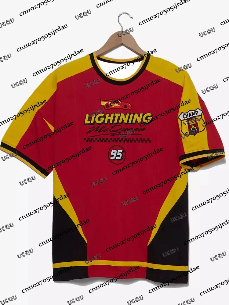 

Lightning McQueen Racing Jerseys New Arrivals Disney Short Sleeve Tshirts Sports Breathable Jerseys Men Women Clothing Fans Tops