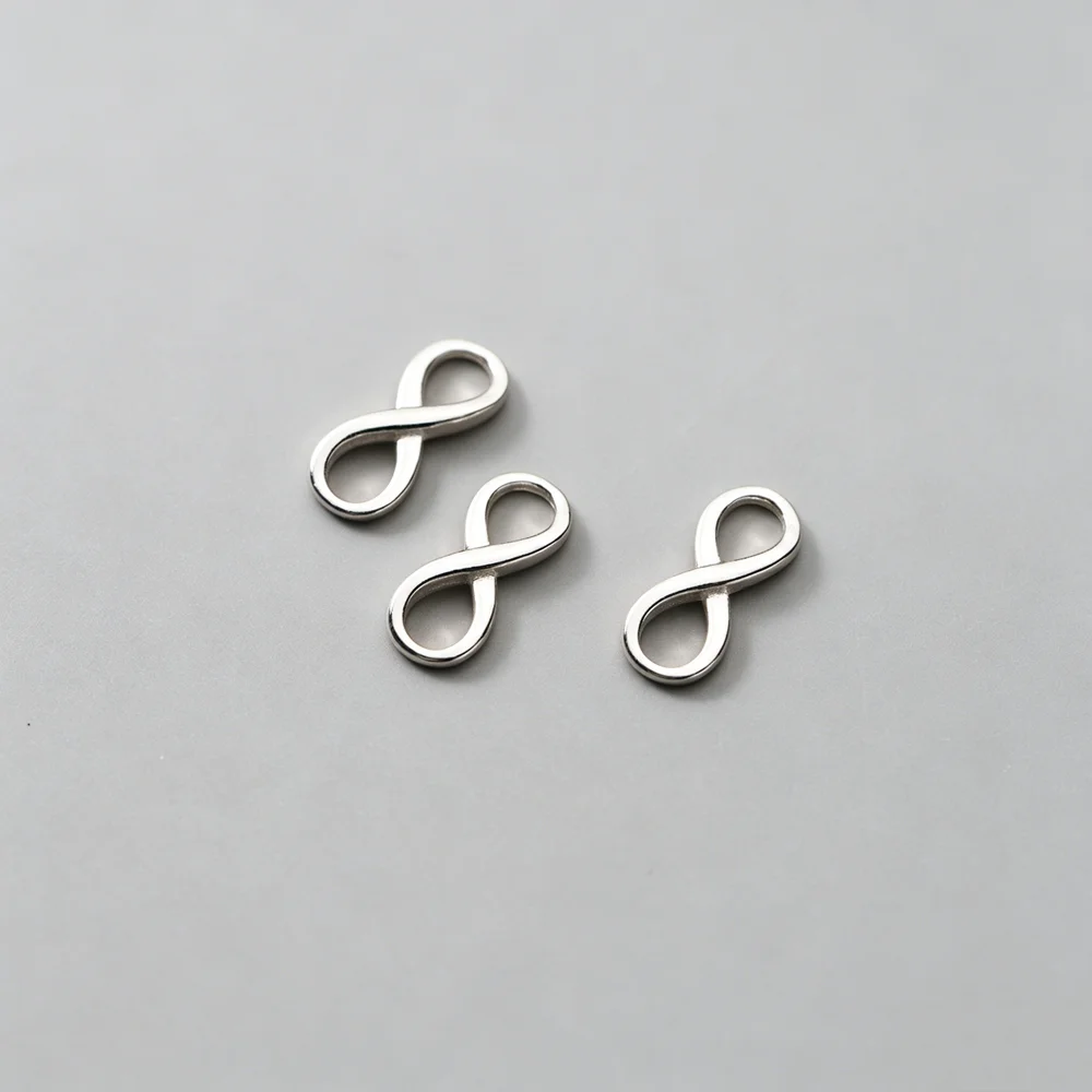 10pcs/pack 925 Sterling Silver Infinity Symbol Connector Charms Double Hole Links for DIY Jewelry Making 925 Silver