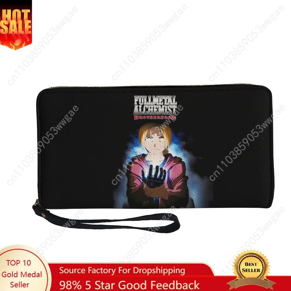 

Fullmetal Alchemist Wallet Purse Mens Womens Zipper Long Wallet Double Print Commuter Customized Photo Portable Wallet Gift Bag
