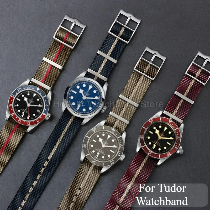Cinturino per orologio in nylon di qualità premium da 22 20 mm per Tudor Heritage Black Bay Bracciale traspirante e delicato sulla pelle Fibbia speciale con fiore