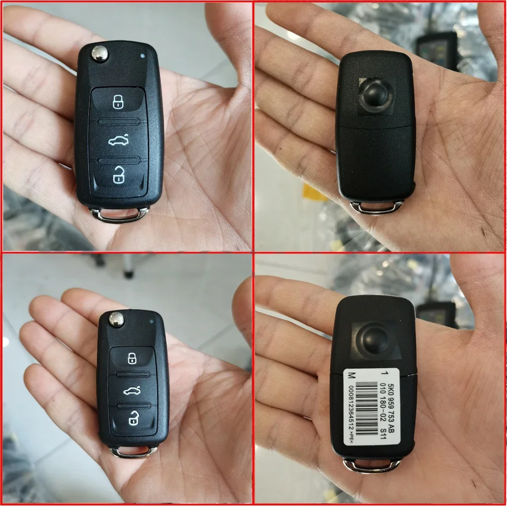 OEM Remote Folding Key Shell Case Flip Fob For VW VOLKSWAGEN Tiguan Golf Sagitar Polo Caddy MK6 Uncut Blade Touran UP 3 Button