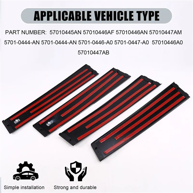 

4Pcs Front+Rear Door Window Trims Panel 5701-0444-An 57010445AN For Jeep Grand Cherokee 11-21 57010446AN B Pillar Cover