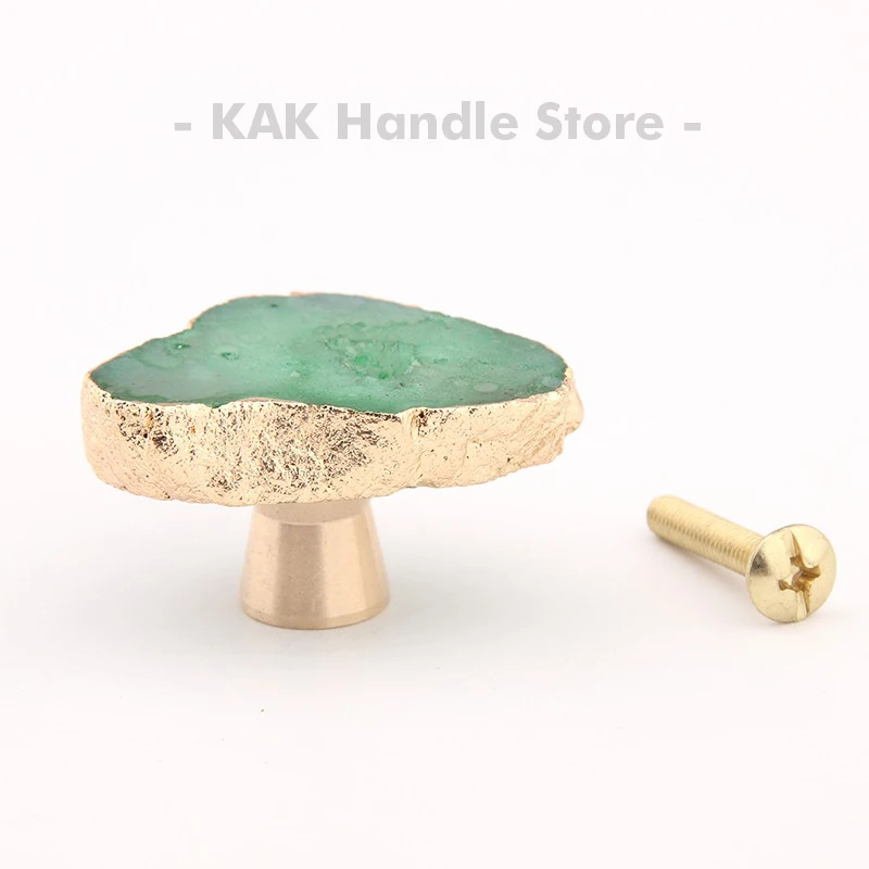 KAK Natural Agate Cabinet Knobs and Handles Nordic Style Drawer Knobs Kitchen Handles Decorative Furniture Knobs Hardware