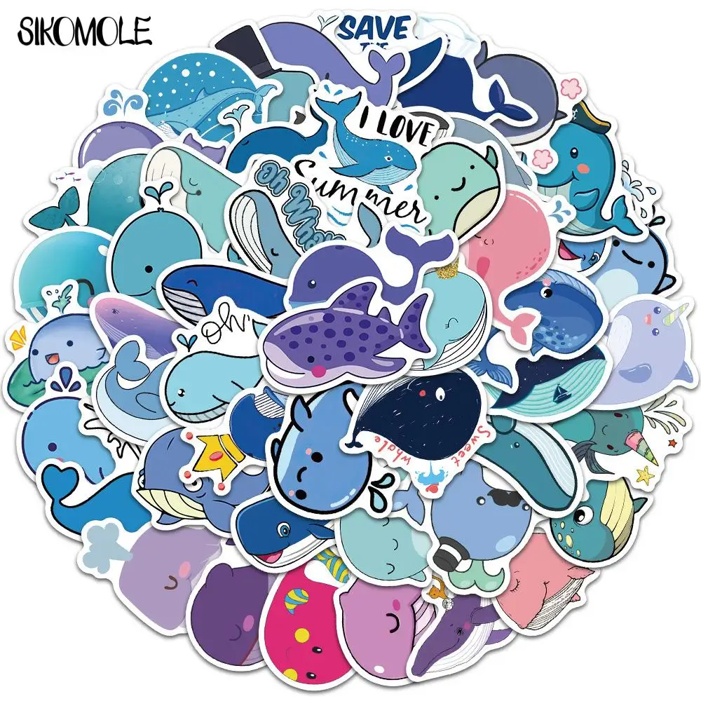 

10/30/50/100PCS Cute Cartoon Whale Stickers Kawaii Animals DIY Toys Car Skateboard Notebook Suitcase Decals Graffiti Sticker F5