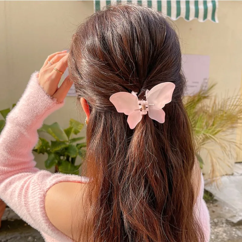 Big Sale Frosted Crystal Fairy Butterfly Hair Claw Shark Clip for Women Summer Crab Hair Clips Hairpin Headwear Hair Accessories