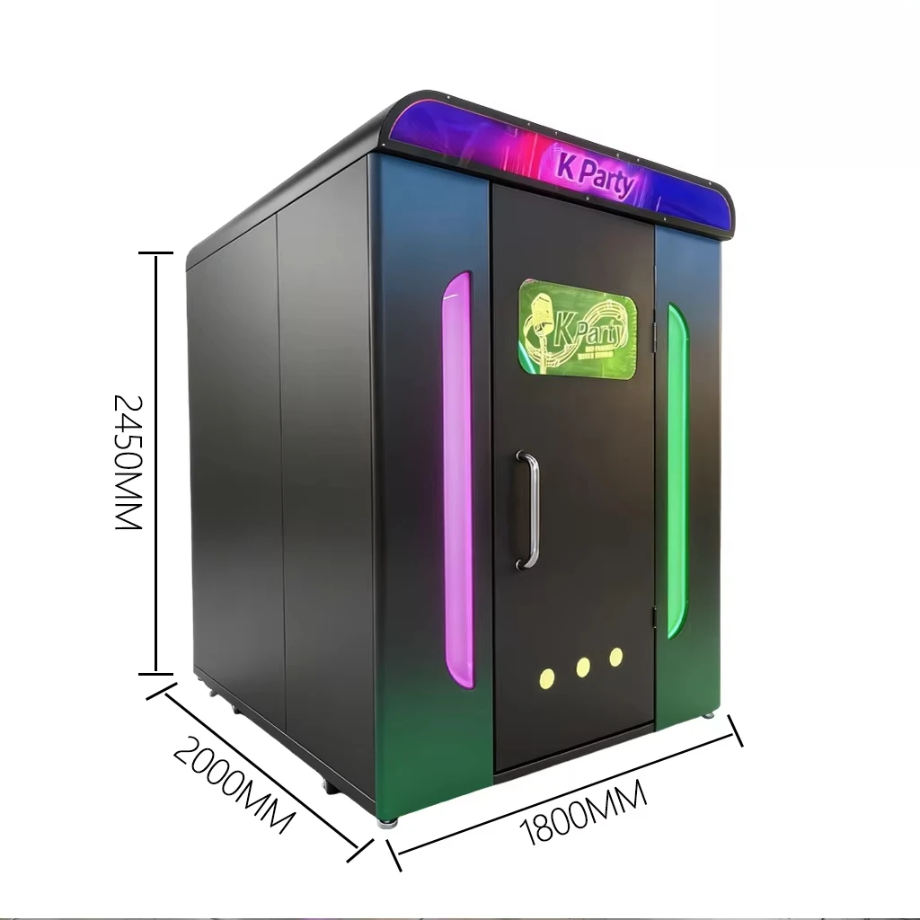 FOODLINE Customized Mini Karaoke Room 2 Person Soundproof Singing Booth with LED Lighting Optional Score System