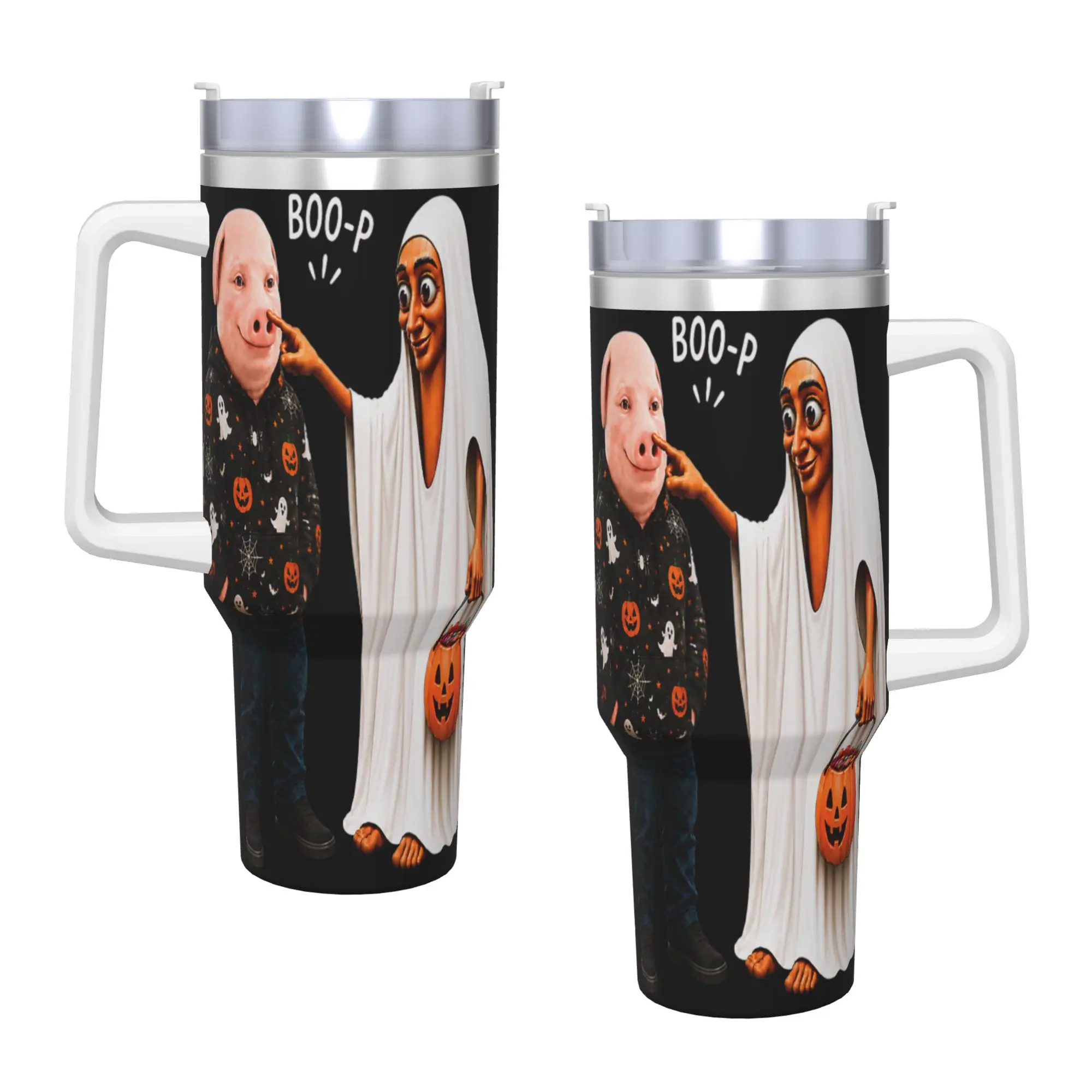 Stainless Steel Tumbler Boop Tung Tung Sahur Ghost John Pork Halloween Costume Humor Thermal Mug Keep Heat Cold and Hot Mugs Cup