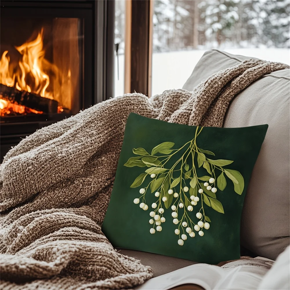 Dark green retro mini yeast pattern pillowcase, suitable for home sofa and bedroom decoration, pillow insert not included.