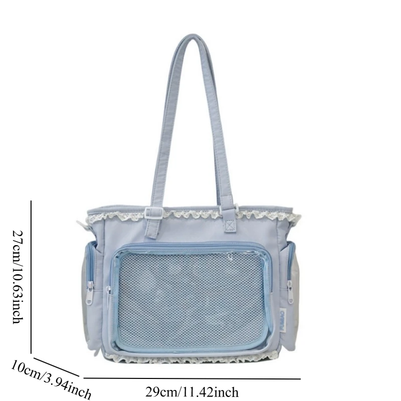 Japan Style Preppy Messenger Bag with Cute Bow Anime Shoulder Crossbody Bag For Sweet JK Girls Tote Bag image 6