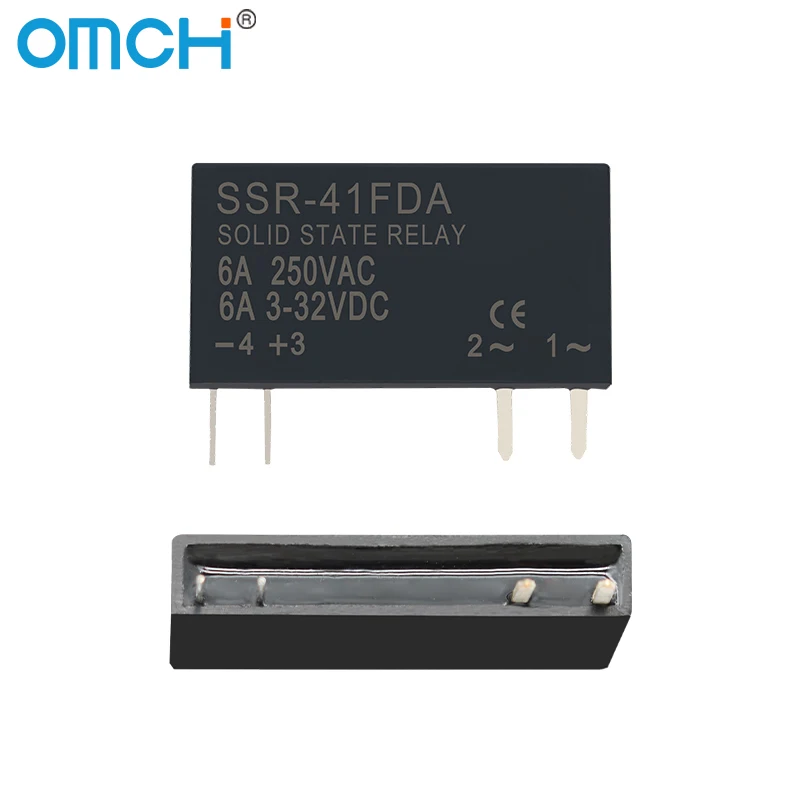 OMCH Thin Profile Solid State Relay Module 250VAC 3-32VDC 6A DC-AC DC-DC SSR Buffer Circuit Resistor Relay SSR-41FDA SSR-41FDD
