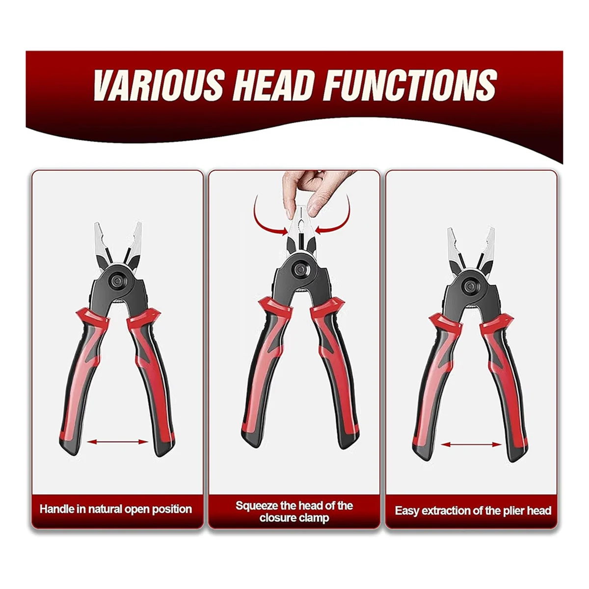 AA26P 5-In-1 Replaceable Pliers Tool, Multifunctional Tool - with Wire Strippers, Crimping Pliers, Shears, Birthday Gift