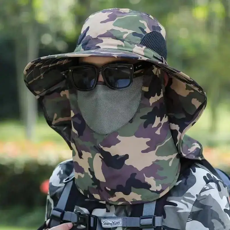 Outdoor Fishing Hat Men's UV Protection Sunshade Cap Mountain Climbing Fisherman's Summer Face Mask One-Piece Clothing Set view 4
