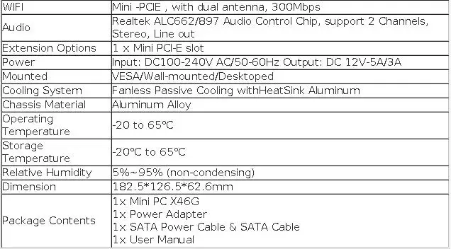 XCY Fanless Industrial Mini PC Intel Core i7-4500U 2x RS-232 Serial Ports Dual GbE LAN 4x USB Support WiFi Windows Linux