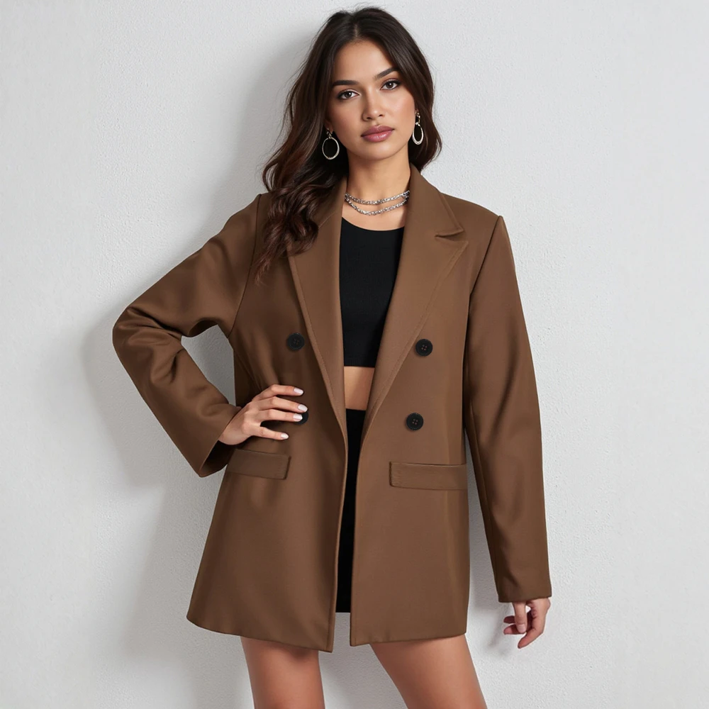 

Mia Muse Women's Blazers Autumn Winter Elegant Edgy 2025 Buttoned Plain Long Sleeve Suit Collar Casual Vests