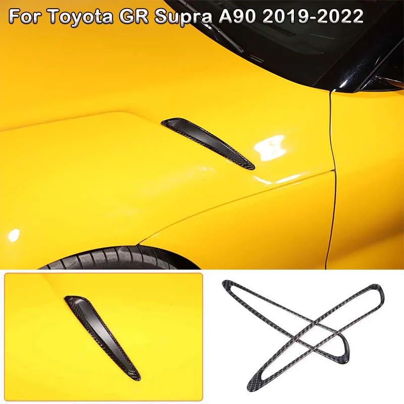 For Toyota GR Supra A90 2019-2022 Soft Carbon Fiber/Red Car Styling Car Front Hood Air Vent Cover Sticker Car Exterior Accessory
