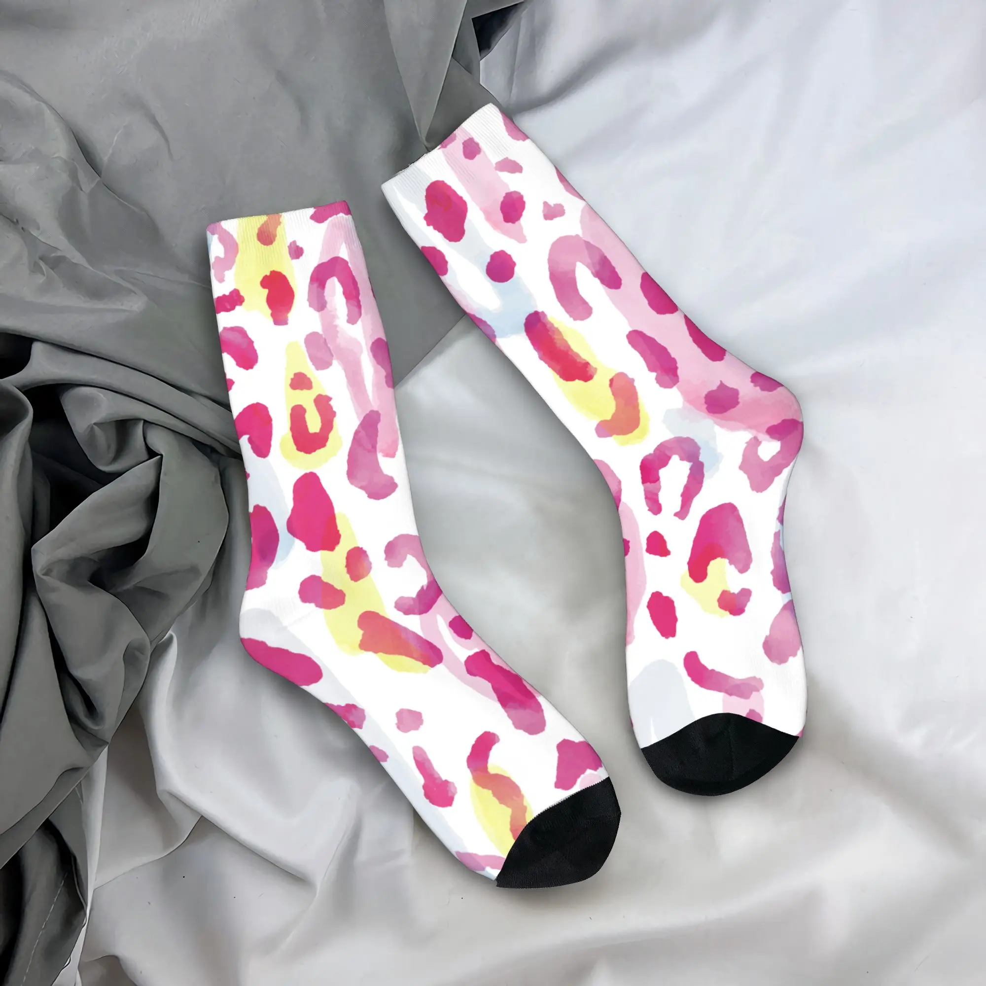 

Модные мужские носки, повседневные розовые носки с леопардовым принтом, спортивные женские носки из полиэстера, весна-лето, осень-зима