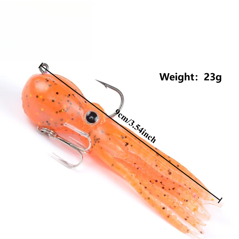 1/5pcs 23g 9cm Built-in Counterweight Fishing Lure  Long Tail Soft Octopus Artificial Silicone Soft Bait Simulated Octopus Lure