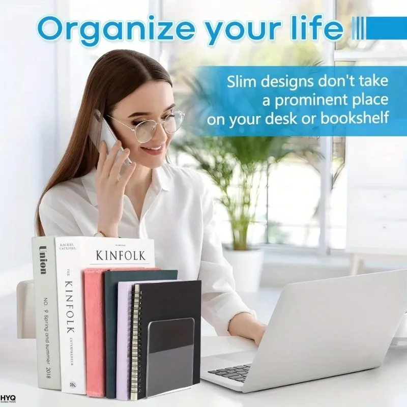 Solid Color Large L-shaped Acrylic Bookends Ins Style Simple Desktop Book Support Baffle Transparent Thickened Book Divider
