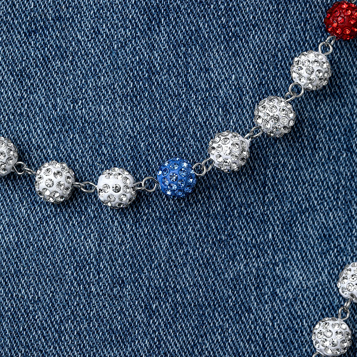 قطعة واحدة من جينز كروي سيراميك ناعم من الزركون الملون متعدد الطبقات مع سلسلة معلقة وسلسلة جسم محايدة #5