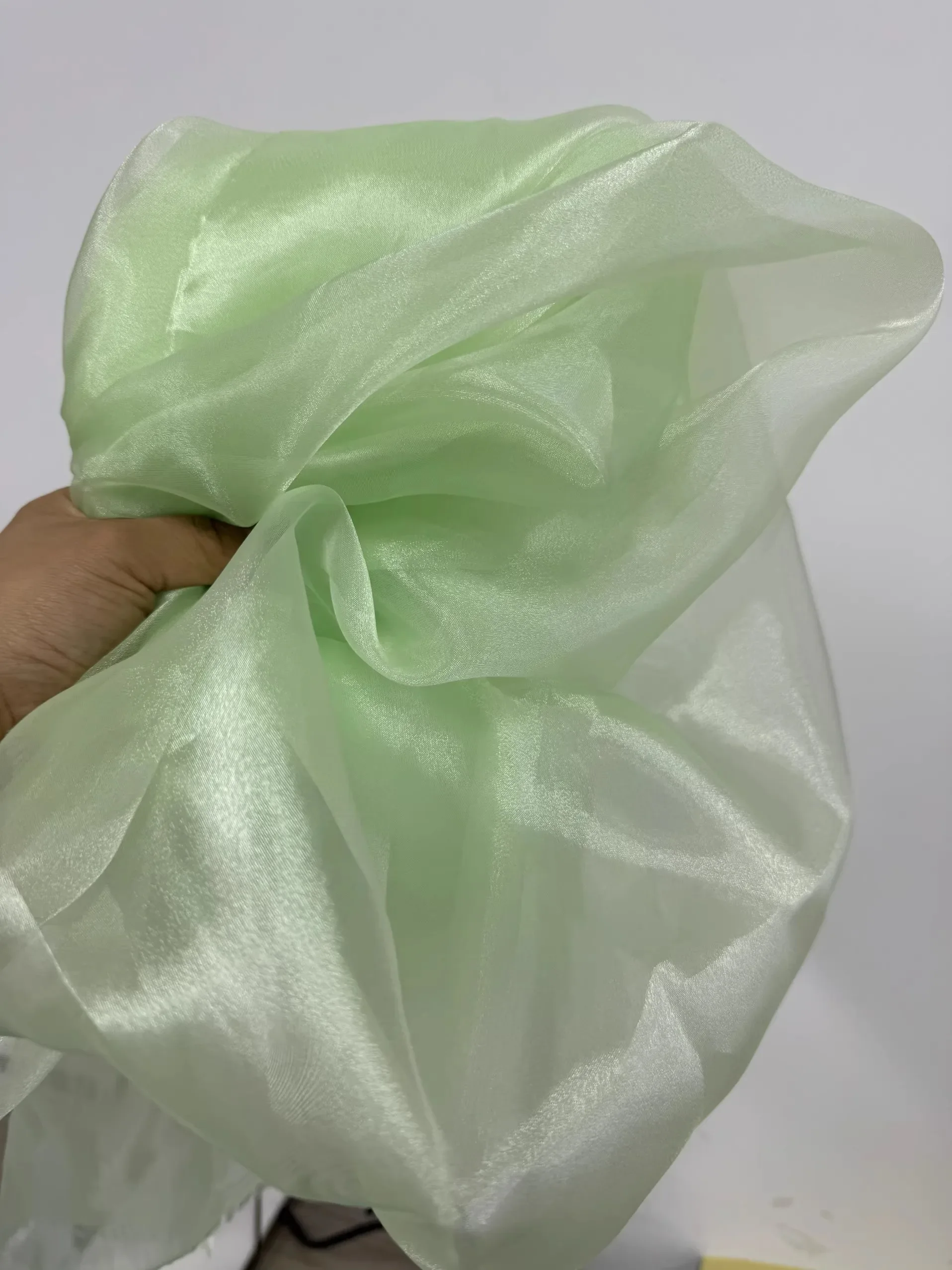 Iridescent Sheer Organza Fabric Purple Pink Green Color Shiny Transparent Textile For Bridal Gown Wedding Veil Party Backdrop