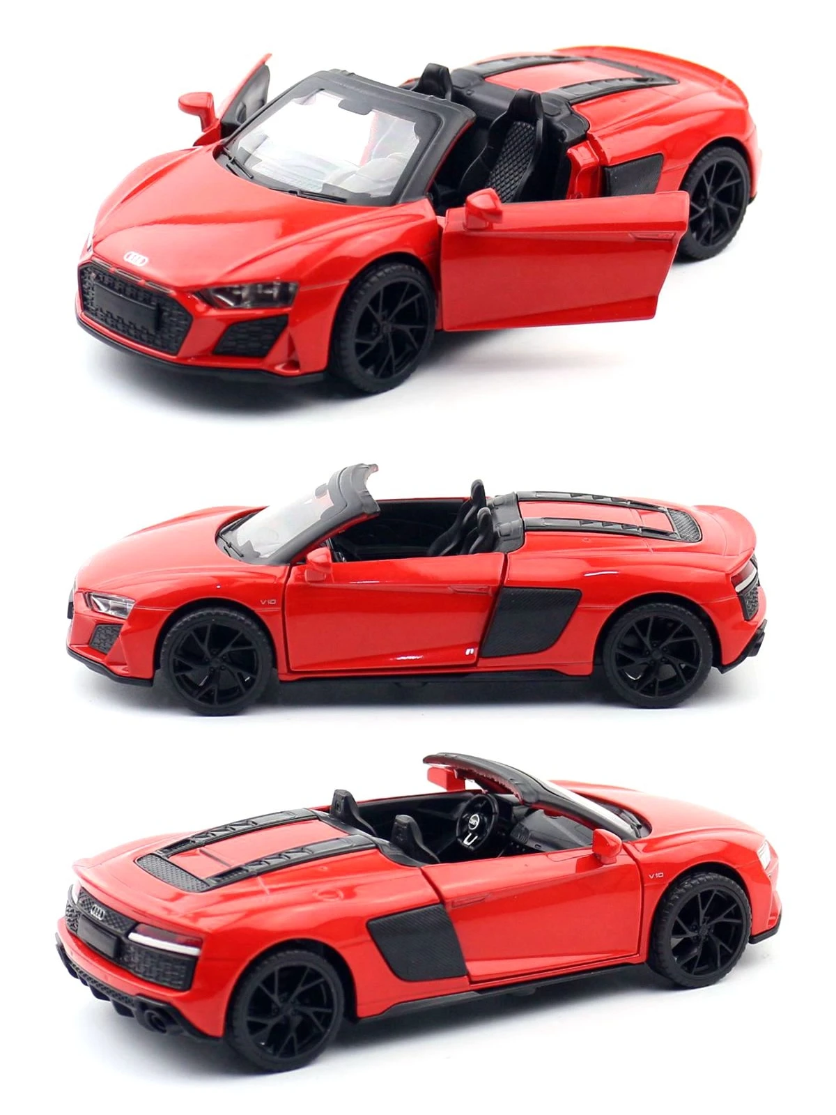 1/32 Audi R8 Spyder Super Sport Diecast Alloy Metal Miniature Toy Car Model Pull Back Doors Openable Collection Gift for Boy Kid