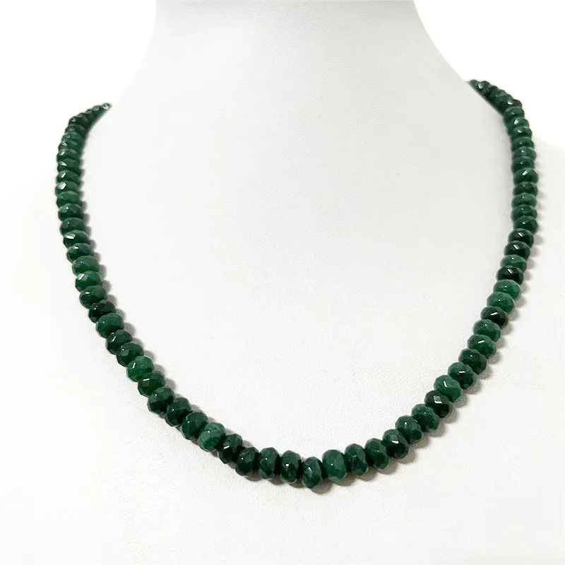 4*6MM Faceted Green Emerald Jade Necklace for Women Natural Stone Bead Choker Collares Abacus Gift Jewelry