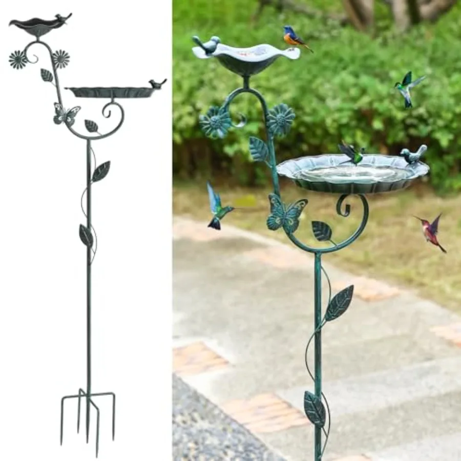 

Metal Bird Baths for Outdoors 56.5" H Heavy Duty Birdbaths with 5 Prong Base Vintage Free Standing Bird Feeders for Garden Bird